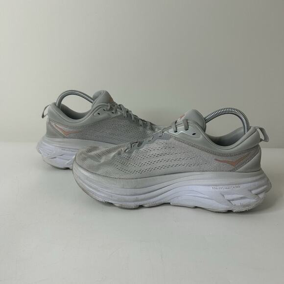 Hoka One One Bondi 8 Women's 10B Harbor Mist Lunar Rock Running Athletic Shoes - Picture 4 of 9